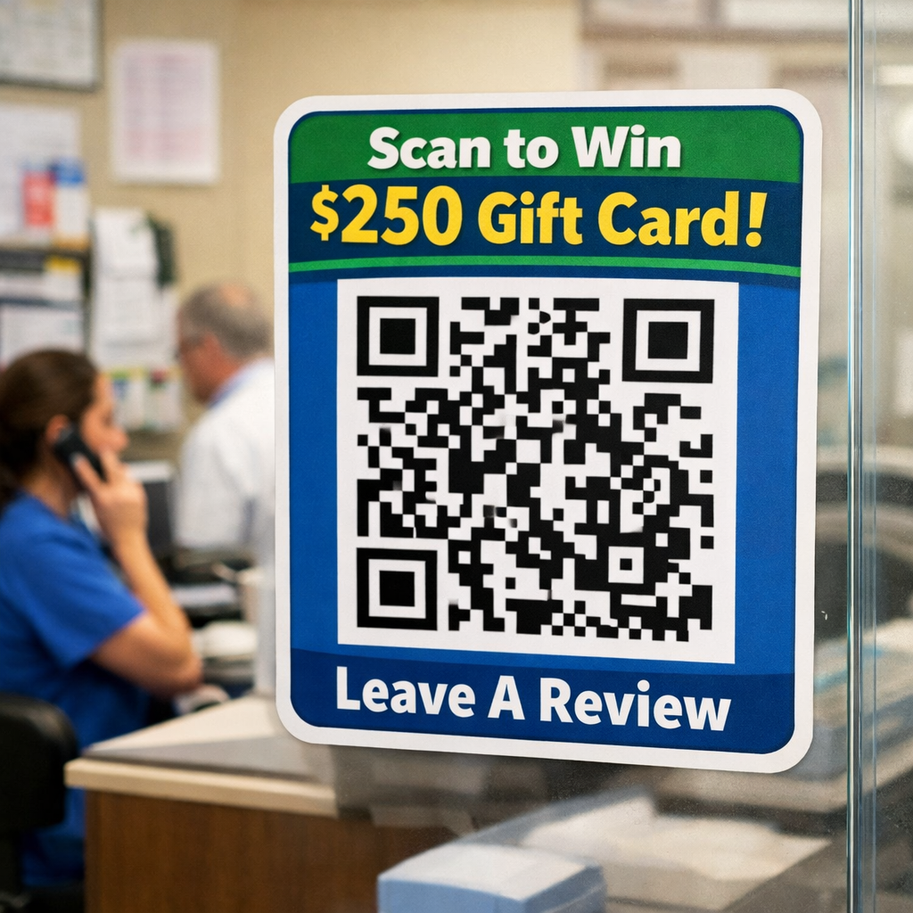 Scan to win gift card QR sign